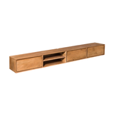 Zwevend Tv-meubel - Naturel Mangohout - 280 cm - 3 Lades & 2 Open Vakken