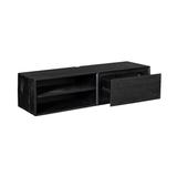 Zwevend Tv-meubel - Zwart Mangohout - 120 cm - 1 Lade & 2 Open Vakken