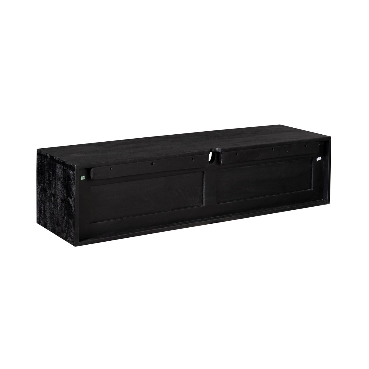 Zwevend Tv-meubel - Zwart Mangohout - 120 cm - 1 Lade & 2 Open Vakken