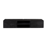 Zwevend Tv-meubel - Zwart Mangohout - 160 cm - 2 Lades & 2 Open Vakken