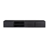 Zwevend Tv-meubel - Zwart Mangohout - 200 cm - 3 Lades & 2 Open Vakken