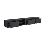 Zwevend Tv-meubel - Zwart Mangohout - 200 cm - 3 Lades & 2 Open Vakken