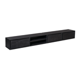 Zwevend Tv-meubel - Zwart Mangohout - 240 cm - 3 Lades & 2 Open Vakken