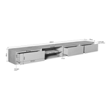 Zwevend Tv-meubel - Zwart Mangohout - 280 cm - 3 Lades & 2 Open Vakken