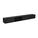 Zwevend Tv-meubel - Zwart Mangohout - 280 cm - 3 Lades & 2 Open Vakken