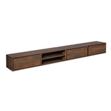 Zwevend TV-meubel - 240 cm - Bruin Mangohout - 3 Laden & 2 Open Vakken