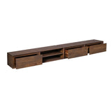 Zwevend TV-meubel - 240 cm - Bruin Mangohout - 3 Laden & 2 Open Vakken