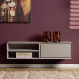 Zwevend Tv-meubel - Taupe Mangohout - 120 cm - 1 Lade & 2 Open Vakken