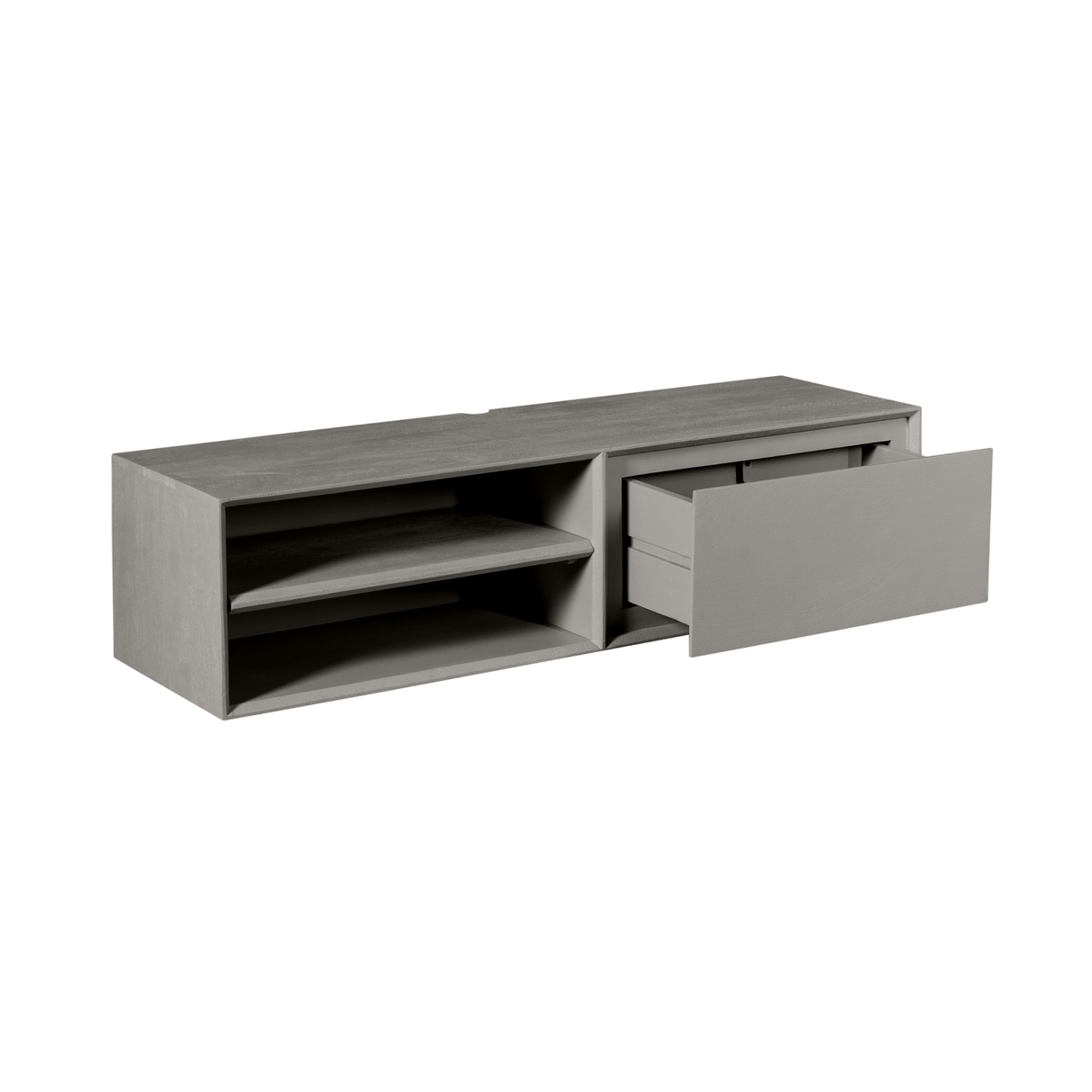 Zwevend Tv-meubel - Taupe Mangohout - 120 cm - 1 Lade & 2 Open Vakken