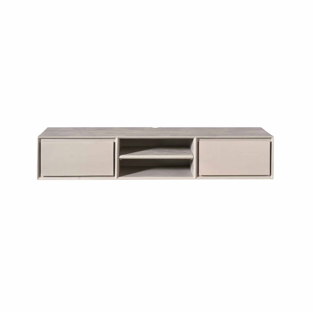 Zwevend Tv-meubel - Taupe Mangohout - 160 cm - 2 Lades & 2 Open Vakken