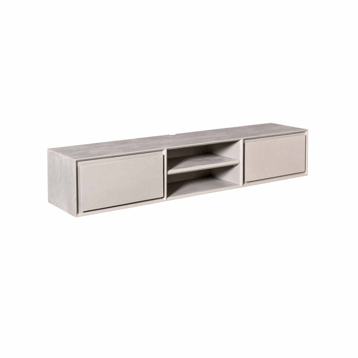Zwevend Tv-meubel - Taupe Mangohout - 160 cm - 2 Lades & 2 Open Vakken