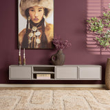 Zwevend Tv-meubel - Taupe Mangohout - 200 cm - 3 Lades & 2 Open Vakken