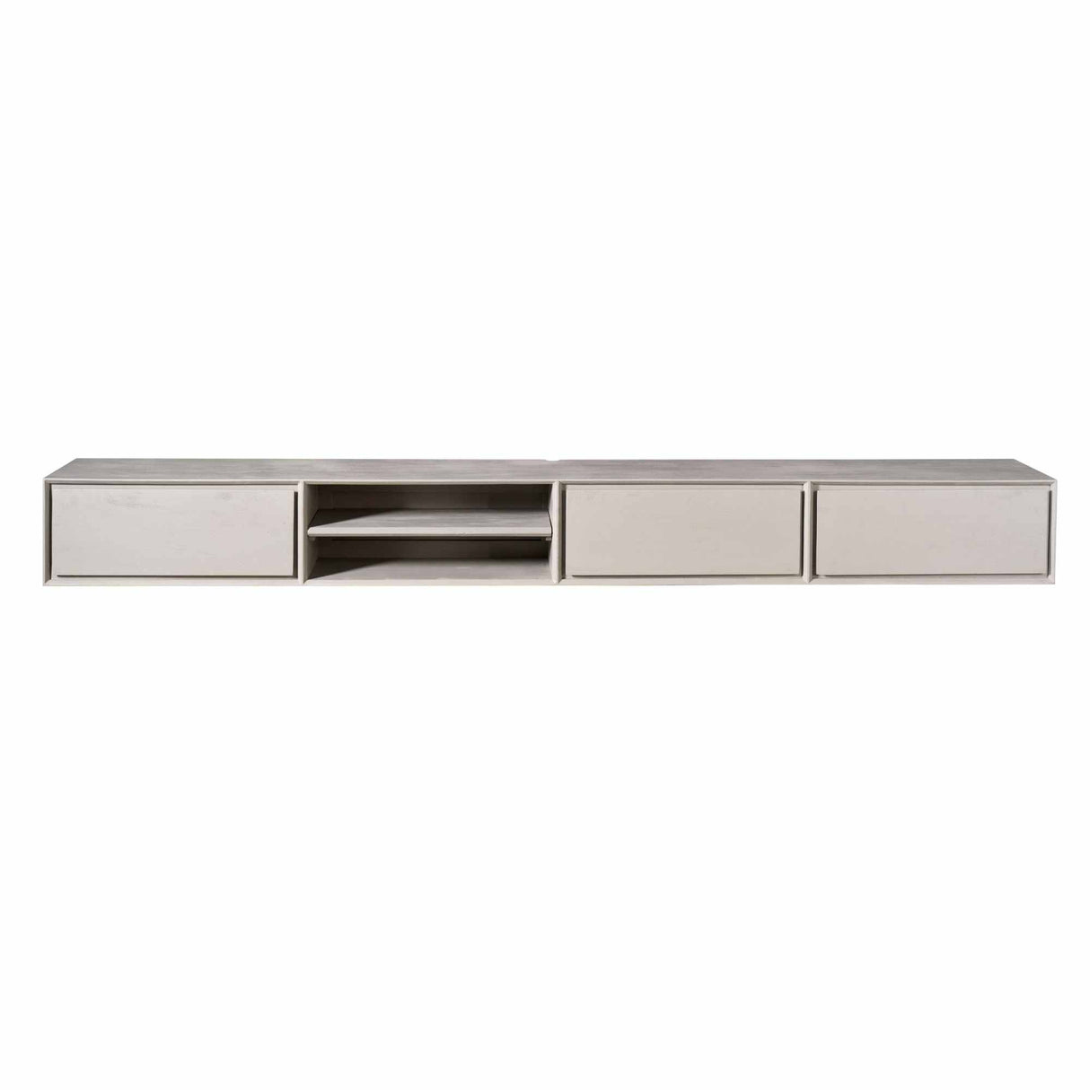 Zwevend Tv-meubel - Taupe Mangohout - 200 cm - 3 Lades & 2 Open Vakken