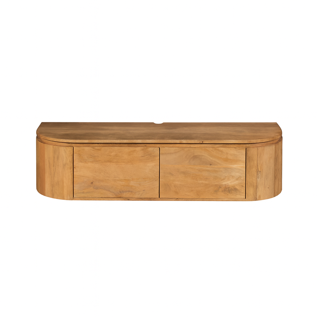 Compact Tv-meubel - Naturel Mangohout - 120 cm - Zwevend of Staand