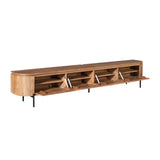 Breed Tv-meubel - Naturel Mangohout - 240 cm - Zwevend of Staand