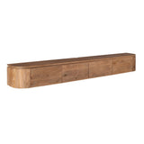Breed Tv-meubel - Naturel Mangohout - 240 cm - Zwevend of Staand