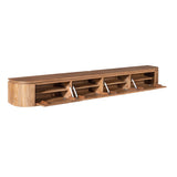 Breed Tv-meubel - Naturel Mangohout - 240 cm - Zwevend of Staand