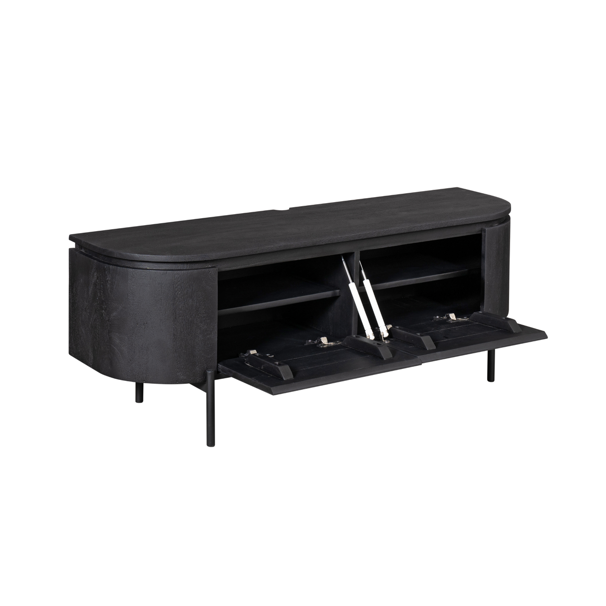 Compact Tv-meubel - Zwart Mangohout - 120 cm - Zwevend of Staand