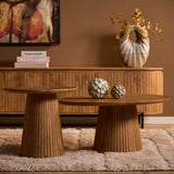 Ronde Salontafel - Naturel Mangohout - 50 cm - Design Lattenpoot