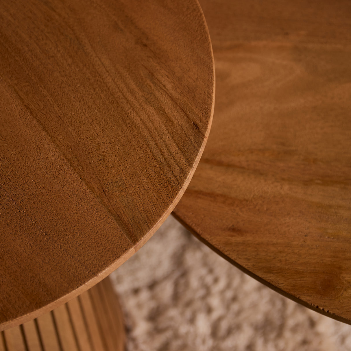 Ronde Salontafel - Naturel Mangohout - 50 cm - Design Lattenpoot