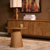 Ronde Salontafel - Naturel Mangohout - 50 cm - Design Lattenpoot