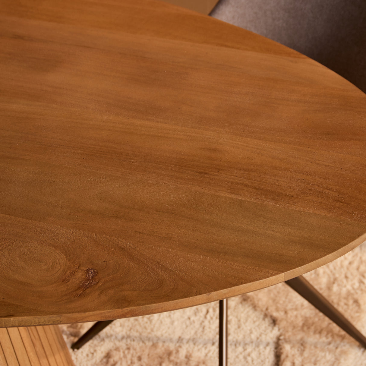 Ovale Eettafel - Naturel Mangohout - 210 cm - Design Lattenpoot
