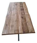 Boomstamtafel - Naturel - Mangohout - Metaal - 200 cm - Matrixpoot