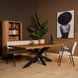 Boomstamtafel - Naturel - Mangohout - Metaal - 200 cm - Matrixpoot