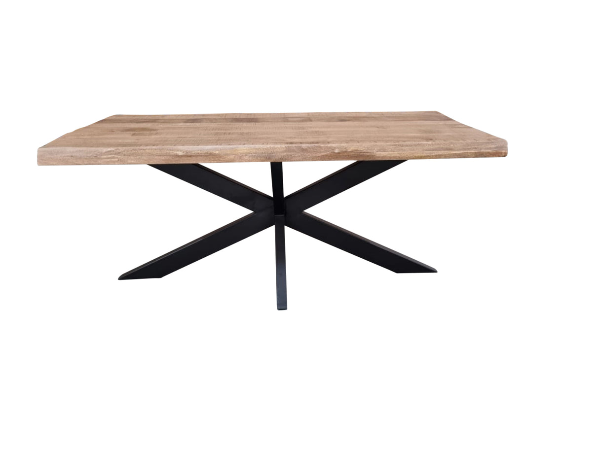 Boomstamtafel - Naturel - Mangohout - Metaal - 200 cm - Matrixpoot