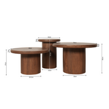 Salontafelset - 3-delig - Walnoot Mangohout - Organisch Design