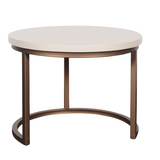 Salontafel Set van 3 - Ø 70 cm - Zandkleurig Mangohout - Bronskleurig Frame