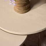 Salontafel Set van 3 - Ø 70 cm - Zandkleurig Mangohout - Bronskleurig Frame