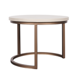 Salontafel Set van 3 - Ø 70 cm - Zandkleurig Mangohout - Bronskleurig Frame