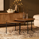 Salontafel set - Naturel Mangohout - 2-delig - 70 cm - Industrieel