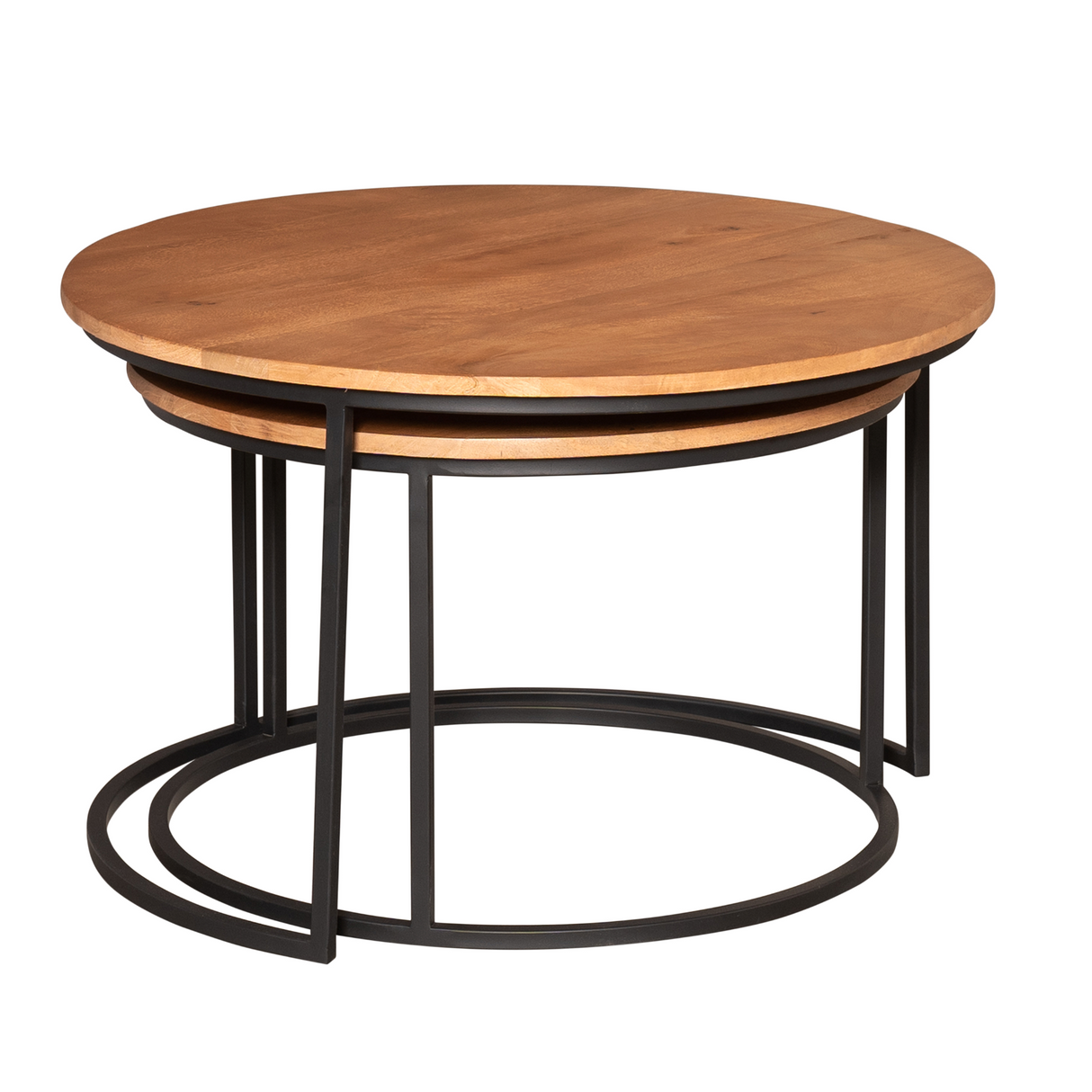 Salontafel set - Naturel Mangohout - 2-delig - 70 cm - Industrieel