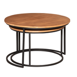 Salontafel set - Naturel Mangohout - 2-delig - 70 cm - Industrieel