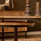 Salontafel set - Naturel Mangohout - 2-delig - 70 cm - Industrieel