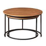 Salontafel set - Naturel Mangohout - 2-delig - 70 cm - Industrieel