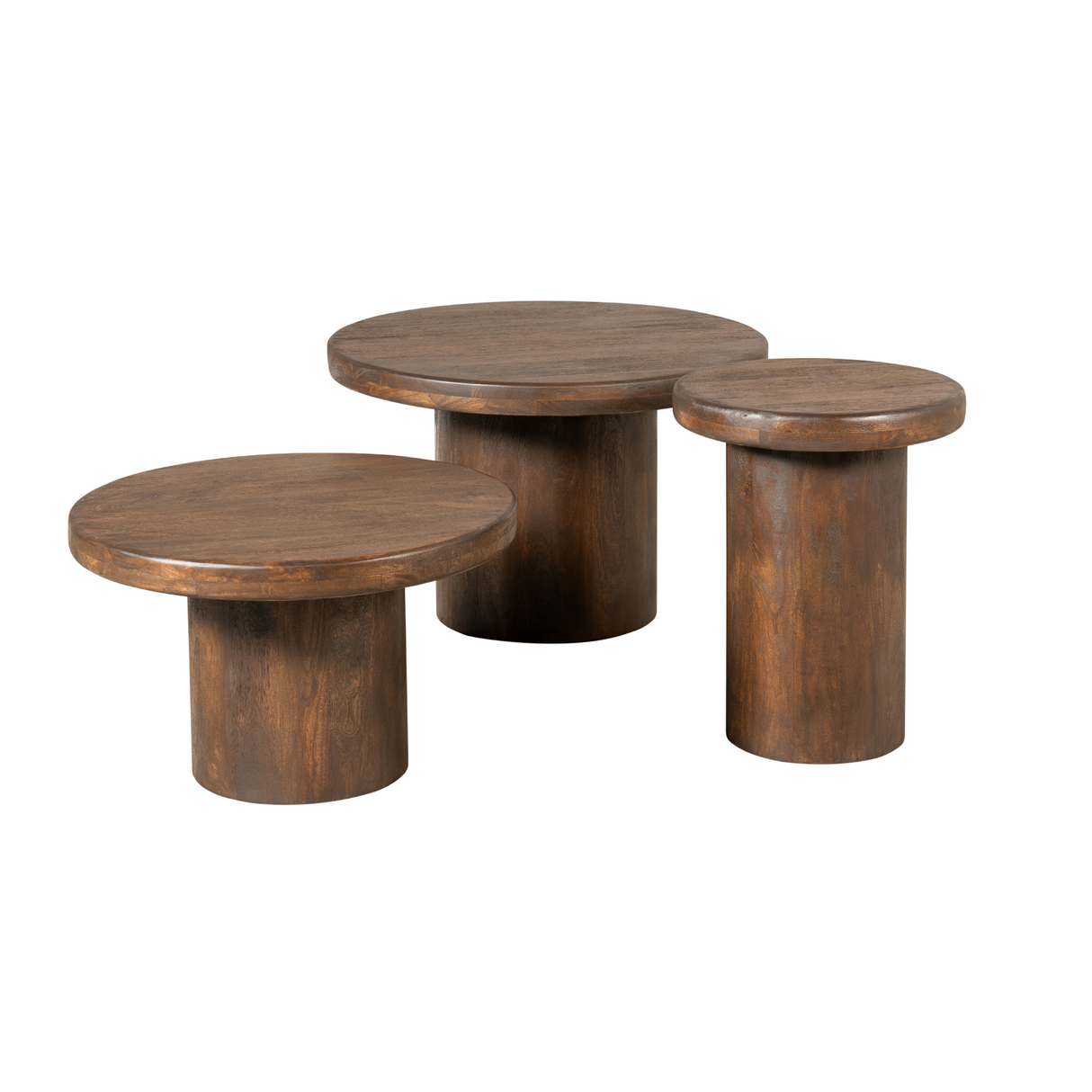 Salontafel Set van 3 - Bruin Mangohout - Diverse Hoogtes