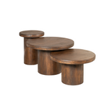 Salontafel Set van 3 - Bruin Mangohout - Diverse Hoogtes