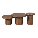Salontafel Set van 3 - Bruin Mangohout - Diverse Hoogtes