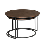 Salontafel Set van 2 - 70 cm & 60 cm - Bruin Mangohout - Zwart Stalen Frame