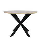Eettafel Rond - Naturel Eikenhout - Matrixpoot - 110 cm