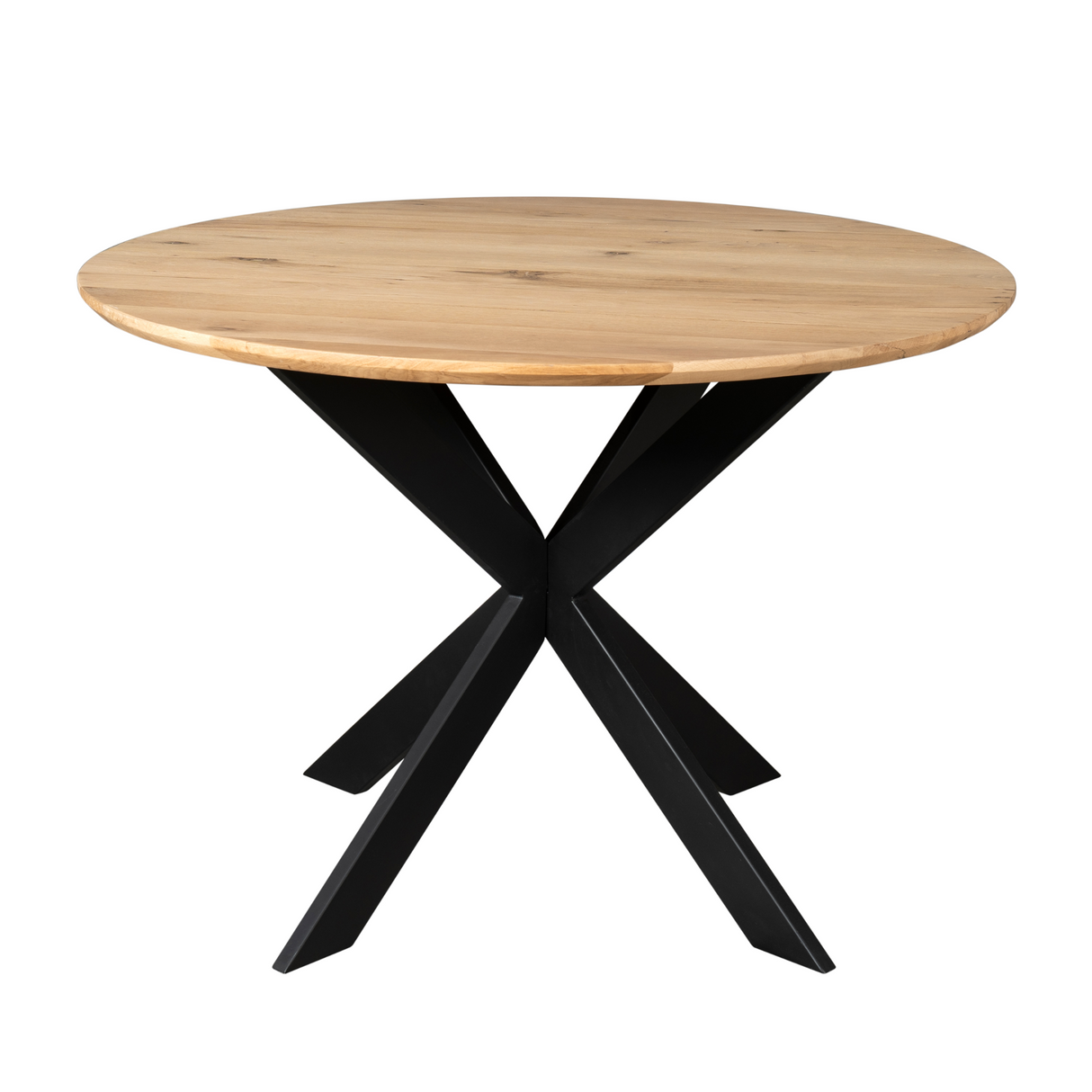 Eettafel Rond - Naturel Eikenhout - Matrixpoot - 110 cm