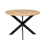 Eettafel Rond - Naturel Eikenhout - Matrixpoot - 110 cm