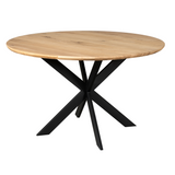 Eettafel Rond - Naturel Eikenhout - Matrixpoot - 130 cm