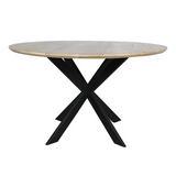 Eettafel Rond - Naturel Eikenhout - Matrixpoot - 130 cm
