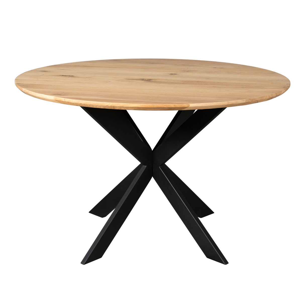 Eettafel Rond - Naturel Eikenhout - Matrixpoot - 130 cm