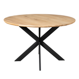 Eettafel Rond - Naturel Eikenhout - Matrixpoot - 130 cm