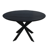 Eettafel Rond - Zwart Eikenhout - Matrixpoot - 130 cm